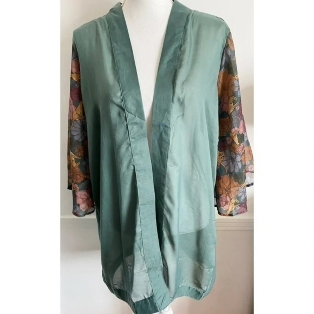 Quagga Green Label • NWT Sheer Green Animal Print Sleeve Kimono